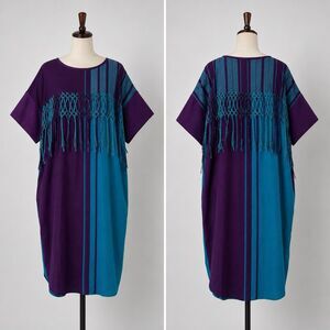 Vintage Opus 1 by Diana Dress Women One Size Tunic Purple Teal Wearable Art